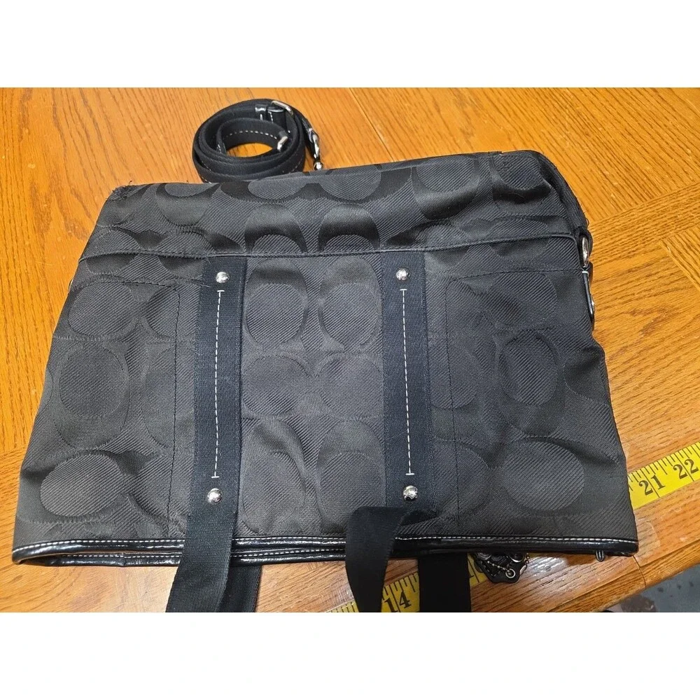Coach Kyra Black Daisy Tote Crossbody Canvas Purse F18844